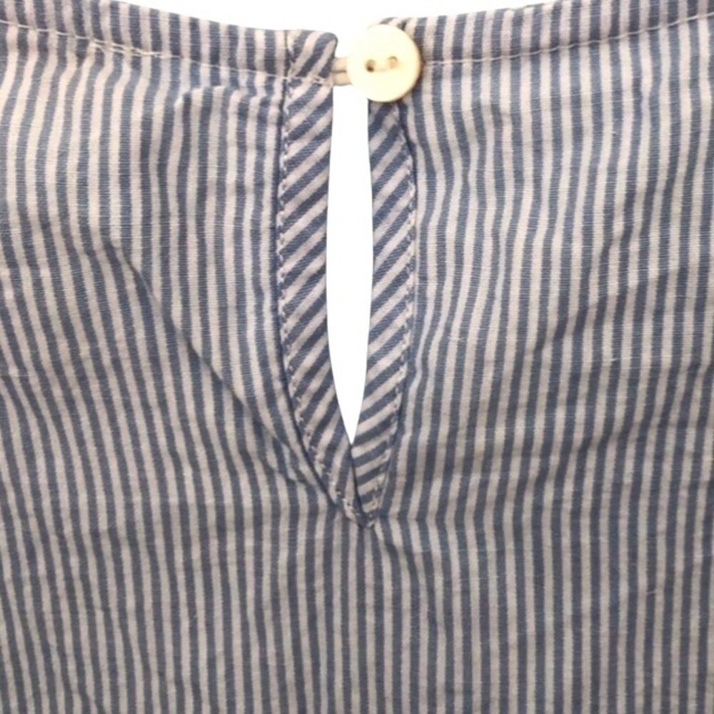 Skies are Blue blue white striped orange embroidered peplum top size small - Picture 6 of 8